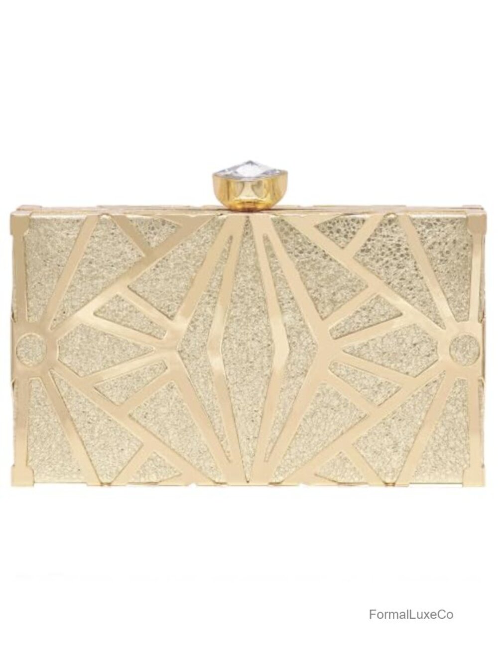 Metallic PU Leather Evening Clutch with Detachable Chain Strap for Women